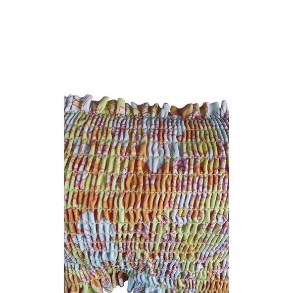 NWT California Waves Medium Smocked Floral Bikini Top Swim Yellow/White/Orange - Picture 4 of 11
